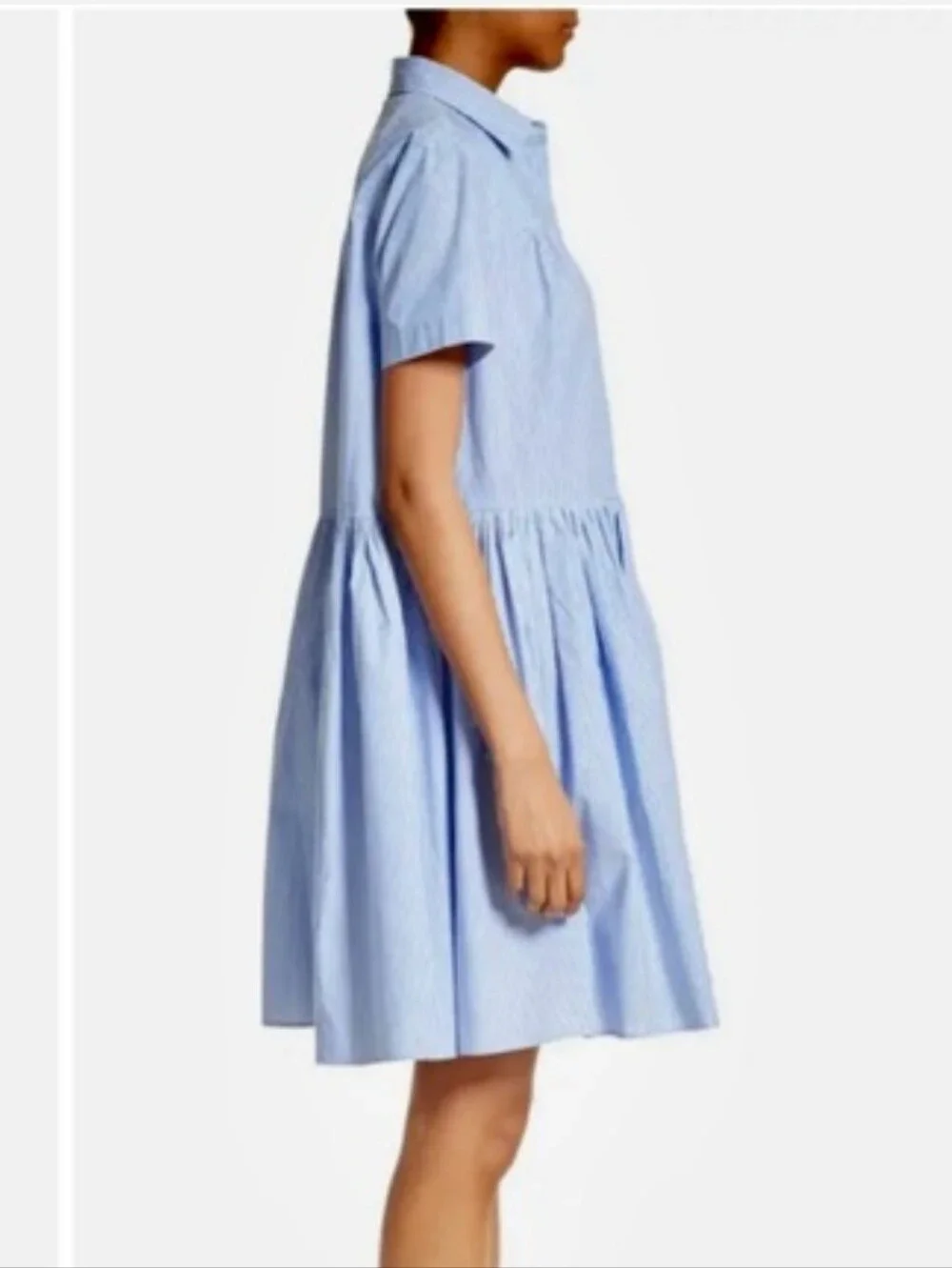 Kate Spade Broome Street Striped Poplin Swing Shirt Dress Blue White Stripe